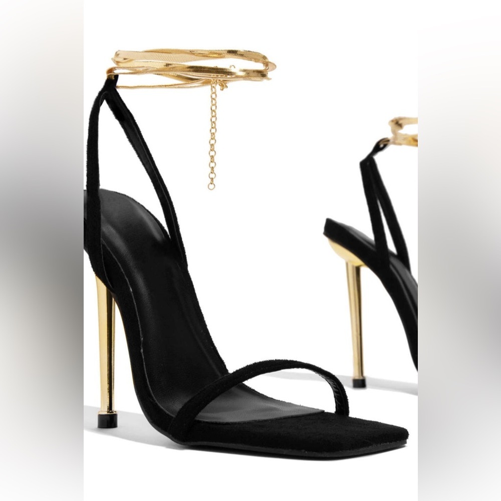 Micas Square Toe Chain High Heels 38 CC9-66 - Picture 3 of 6
